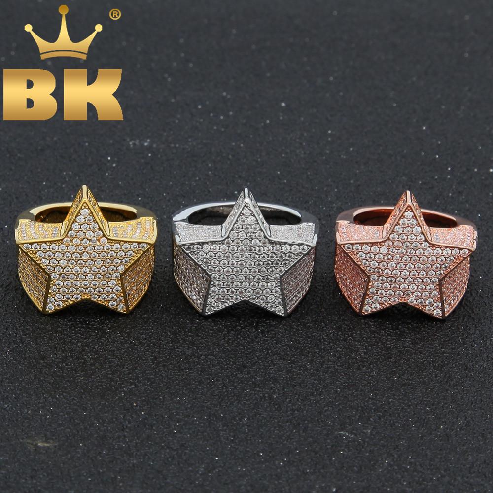 THE BLING KING Mode Stern Ringe Gold Silber Farbe Voll Eisig Zirkonia Hip Hop Ring Schmuck Für Männer Und Frauen Dropshipping