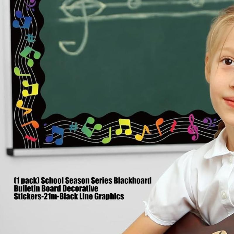 Musical Notes Bulletin Border Trim Scalloped Border Trim Black Waves Classroom Borders Border Sticker School Supplies