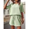 round Neck T-shirt Loose Shorts Set Pure Color Crew Neck T-shirt Loose Shorts Suit