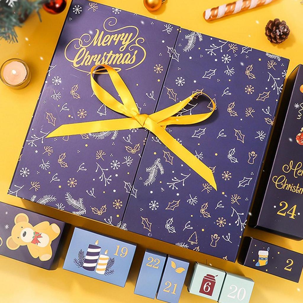 24pcs/set Christmas Advent Calendar Box Kraft Paper Candy Box 24 Days Countdown to Xmas Gift Boxes Navidad New Year Decorations