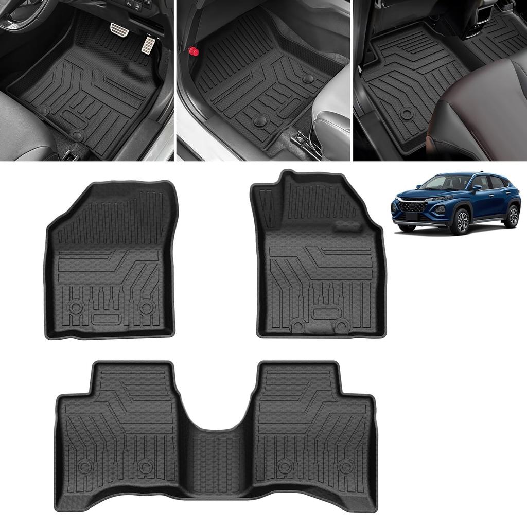 Cartist 3D Floor Mats for New FRONX 2024 and TPE Material Custom Design for First and Second Rows Easy Installation Protective Car Accessories 3PSC