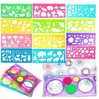 Geometri Spirograf Ritmallningsmall Set Målningsmall Linjal Konst Hantverk Kreativ Barn Barn Utbildningsleksak Flickor Pojkar Gåva