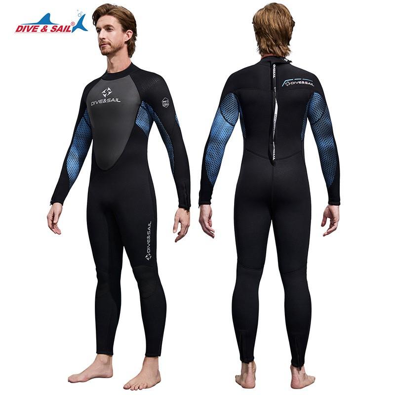 3MM Diving Suit Men's One-piece Long-sleeved Thick Cold-proof Snorkeling Surfing Swimming Warm Wet SCR