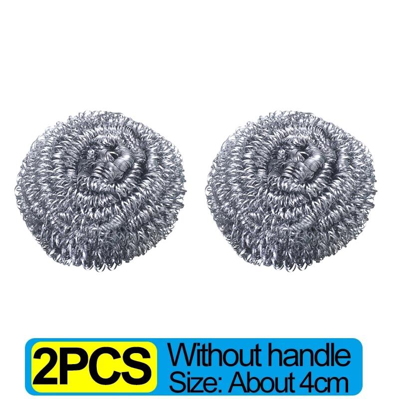 6/1Pcs Pot and Dish Brush Stainless Steel Round Handle Steel Ball Household Rust Removal Cleaning Tool Kitchen Utensils Scrubber