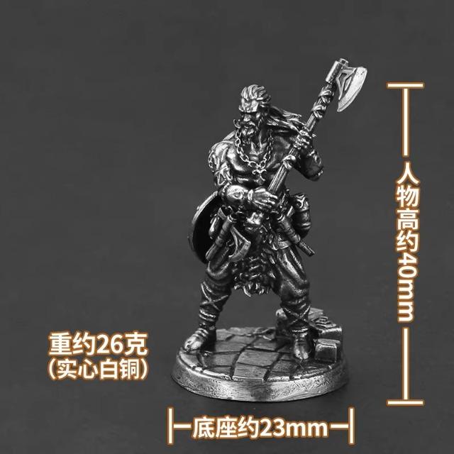 White Brass Viking Warrior Miniature Model Metal Ancient Soldier Figure Board Game Piece Desktop Decor Ornament Toy