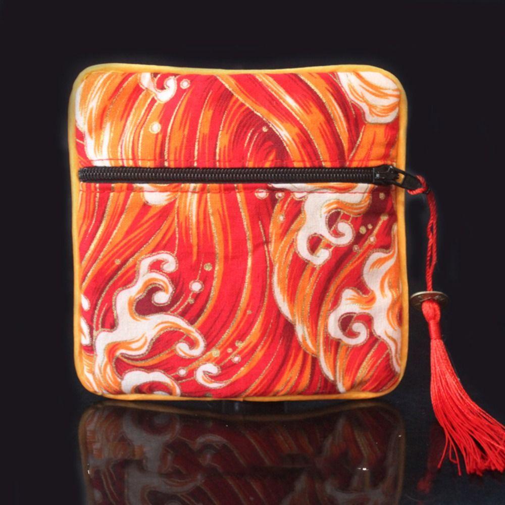 Tassel Chinese Style Coin Pouch Maneki Neko Jewelry Storage Bag Portable Cloth Wallet  Ladies