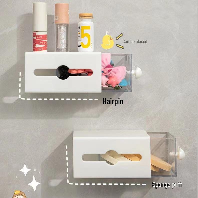 Wall-Mounted Bathroom Storage Box for Cotton Swabs, Hair Accessories, and Sundries
