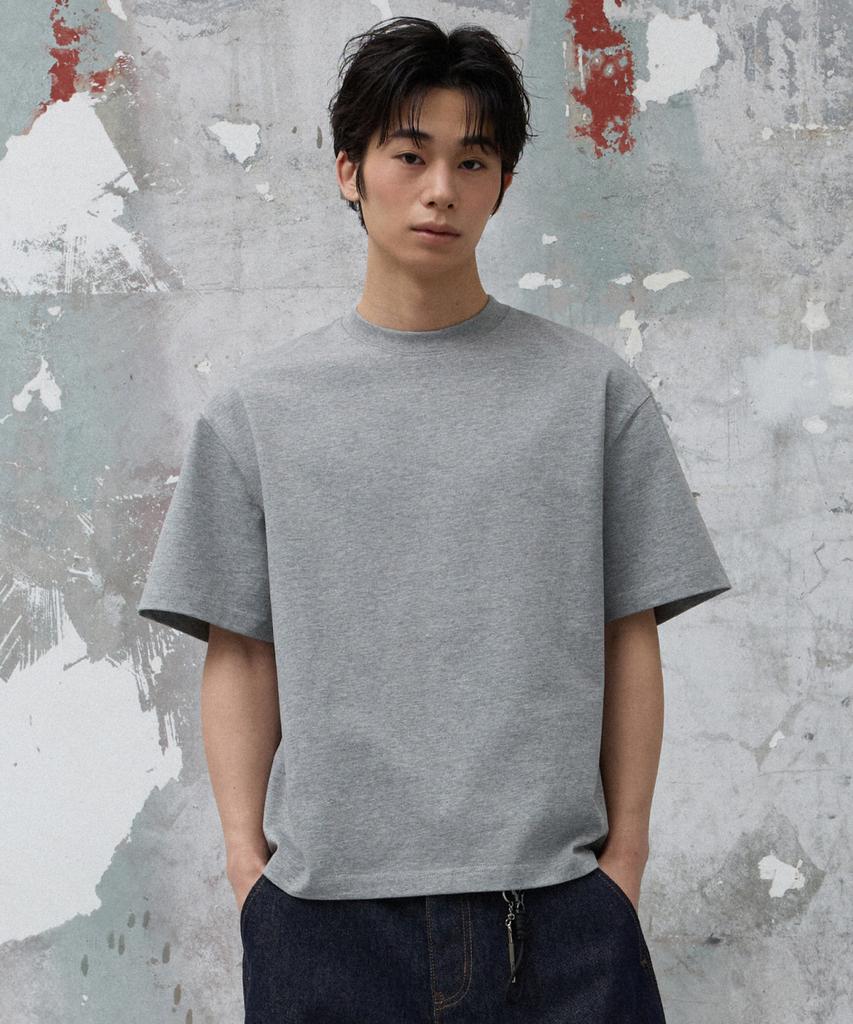 AGOD Back Incision Crop Half T-Shirt [Gray]
