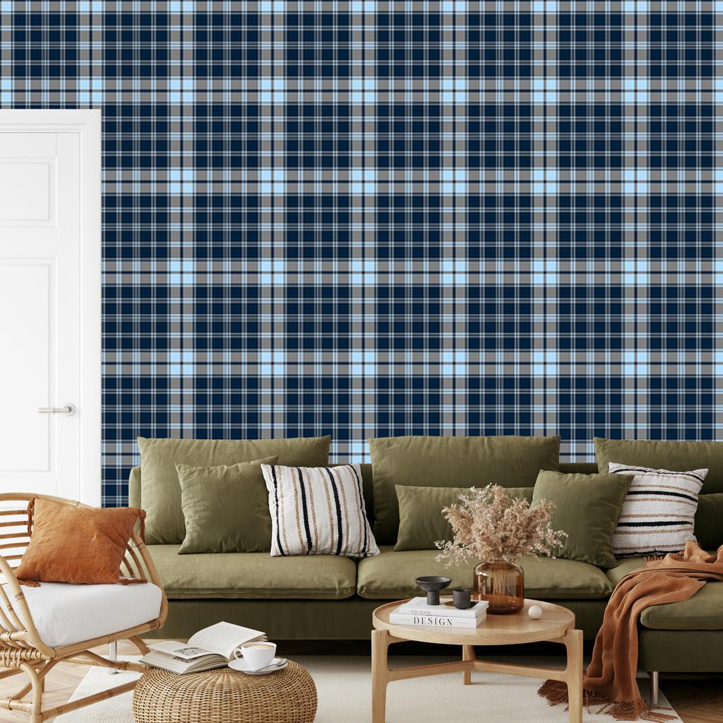 Blue Checkered Wallpaper Navy Blue and Blue for Living Room and Bedroom 50x1000