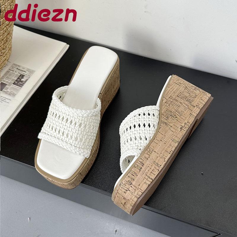 Fashion Fashion Platform Women Wedges Slippers Slides Sandals Shoes Female Thick Soled Footwear Ladies Wedges Slippers Shoes Big Size 43