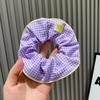 Hair ties with lattice print for women, elastic hair bands with sweet grid, ponytail holder, Harajuku hair accessories for girls