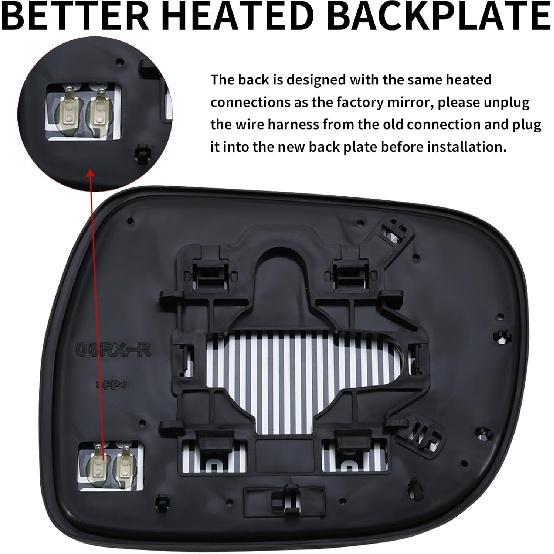 Passenger Side Mirror Replacement For Lexus RX330 2004-2006 RX350 2007-2009 RX400H 2006-2009 - Mirrors Glass, Right Side Rear View Mirror Glass With