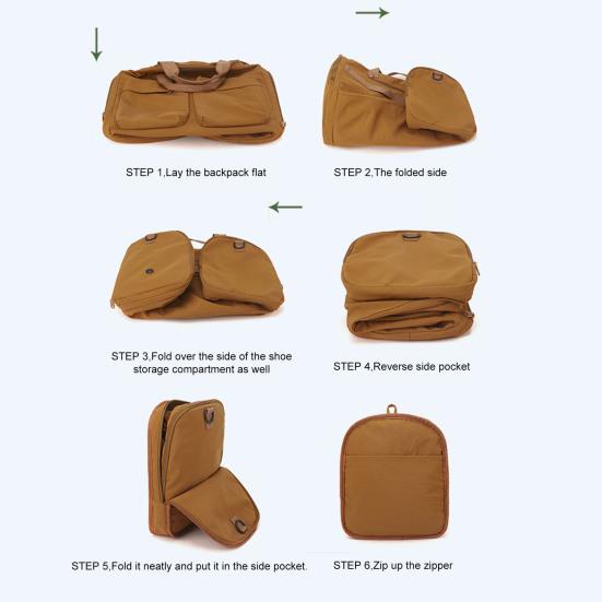 Foldable Gym Tote Unisex Duffle Bag with Shoe Compartment Wet Pocket Nylon Weekender Bag for Fitness Travel Swimming