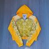Y2K Vintage Court Zip Up Hoodie Bright Yellow Church Oil Painting Gradient Print Streetwear