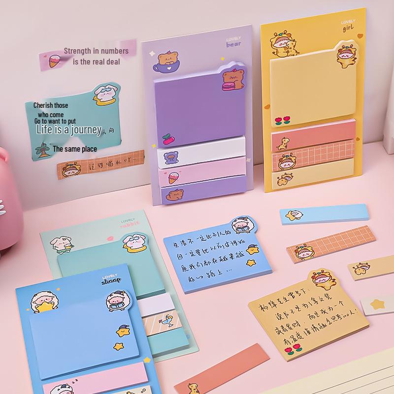 Cartoon Heart Sticky Notes for Students - Girly Index Stickers for Office & Messages