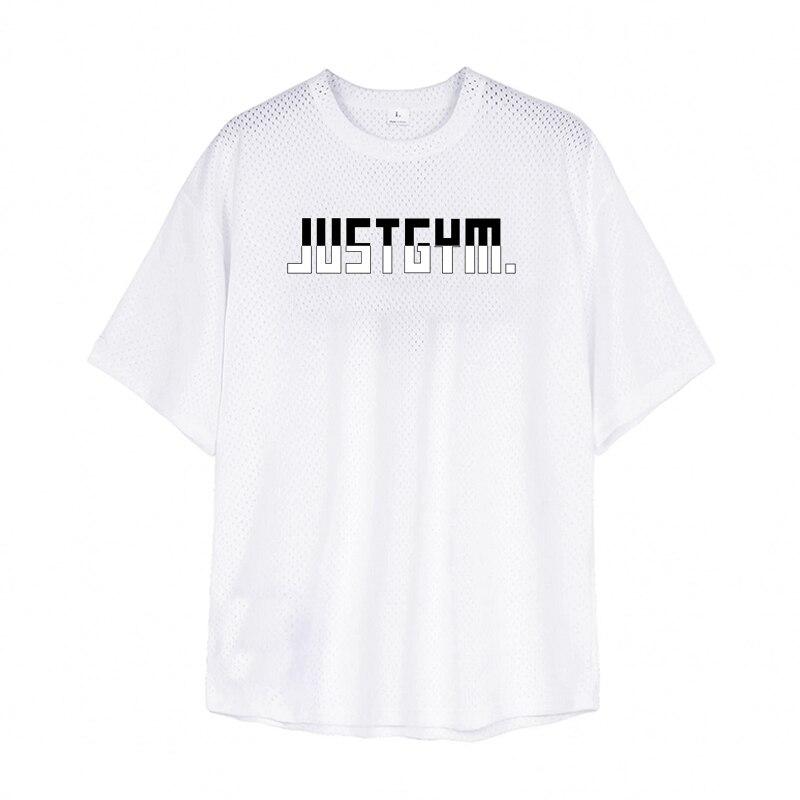 

Muscleguys мужские спортивные футболки для бодибилдинга с короткими рукавами, летние свободные сетчатые топы с круглым вырезом и принтом, футболки с короткими рукавами и графикой XXL белый