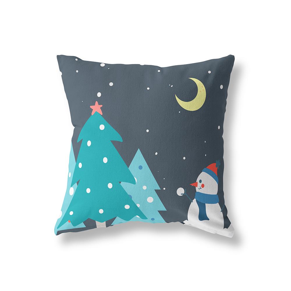 Cute Snowman Merry Christmas Print Pattern Polyester Cushion Cover Home Living Room Sofa Decoration Square Pillow Pillow Cover