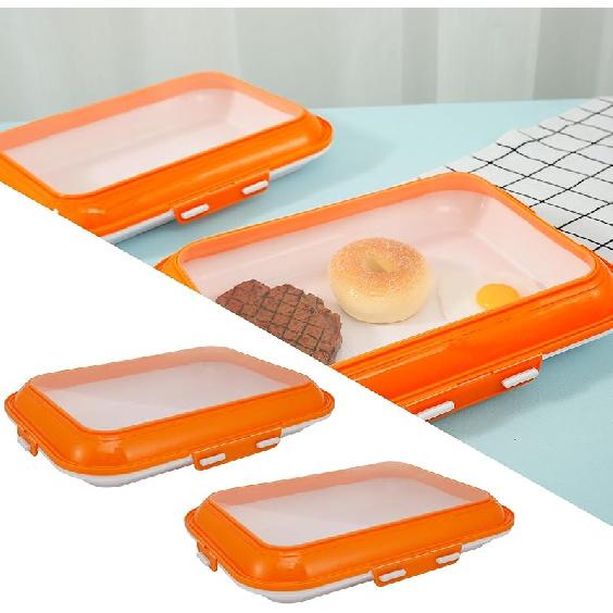 2Pcs Food Preservation Trays, Food Storage Container with Reversible Stretch Lid, Vacuum Food Storage Trays, Stackable Food Fresh Storage Tray,