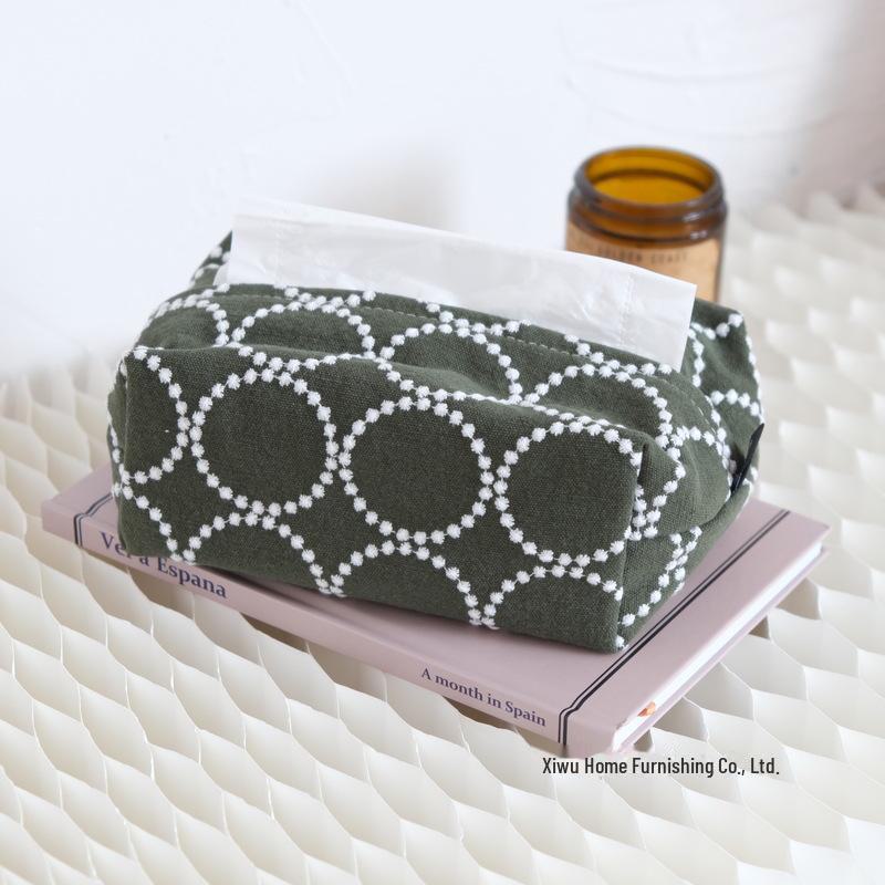 Husă de șervețel japoneză pentru tamburină - model cu margarete galbene mici și carouri albastru-verde