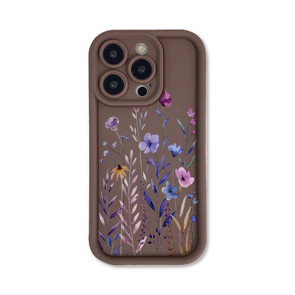 Purple flowers and plants are suitable for iPhone17ProMax mobile phone case 14 Apple 13 matte 12/15 Premium 11 fine holes