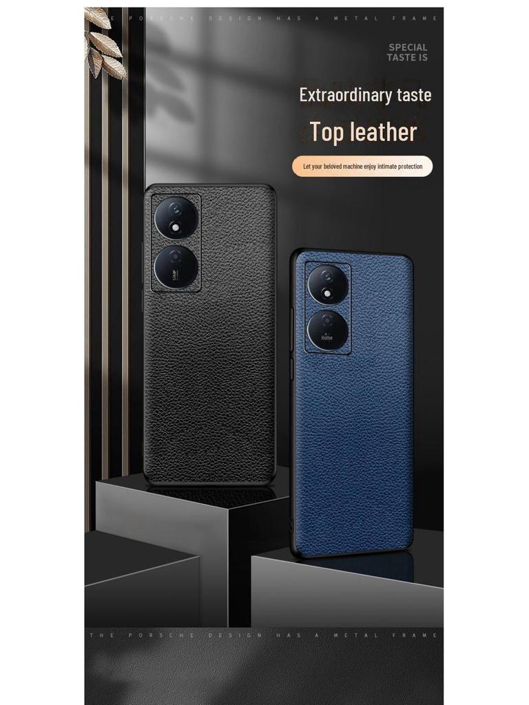 Honor Play 50 Rindsleder-Lederhülle mit Litschi-Muster - Schutzhülle für Play 50Plus