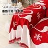 Christmas Red Sofa Cover with Tassel Couch Towel Machine Washable Holiday Theme Red Grids Sofa Slipcover For Living Room Decor