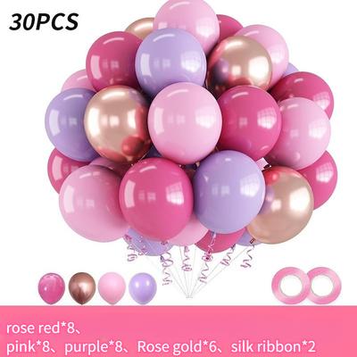 30pcs Pink and Purple Party Balloons Metallic Rose Red Purple Latex Balloons for Girls Birthday Wedding Party Decorations