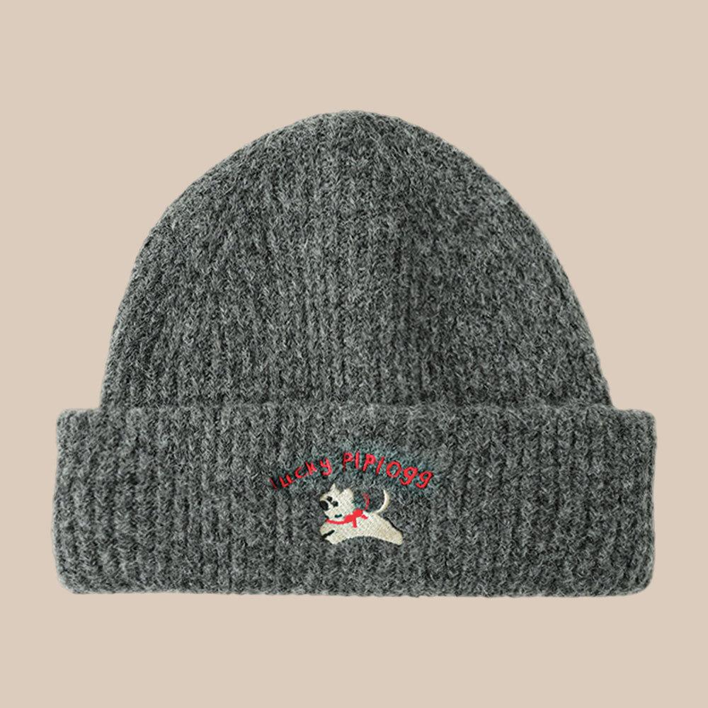 Korean Cute Puppy Embroidered Hat Autumn and Winter Warm Ear Protection Wool Hat Versatile Cold Hat New Hat