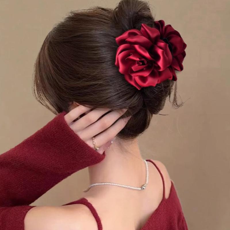 Elegant Rose Flower Claw Clip For Women Girls Hair Accessory Versatile Sweet Hair Claw Exquisite Shark Clip Gifts