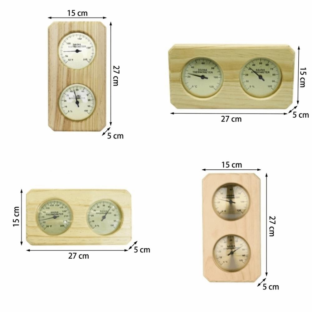 Bimetallic Strip Wall Mounted Thermometer Heat-Resistant Materials Hair Hygroscopic Element Hygrometer Pine Wood Casing