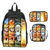 Set Zaino Anime Naruto 3 Pezzi Zaino Scuola Elementare Cartone Animato Stampato Leggero Multitasche