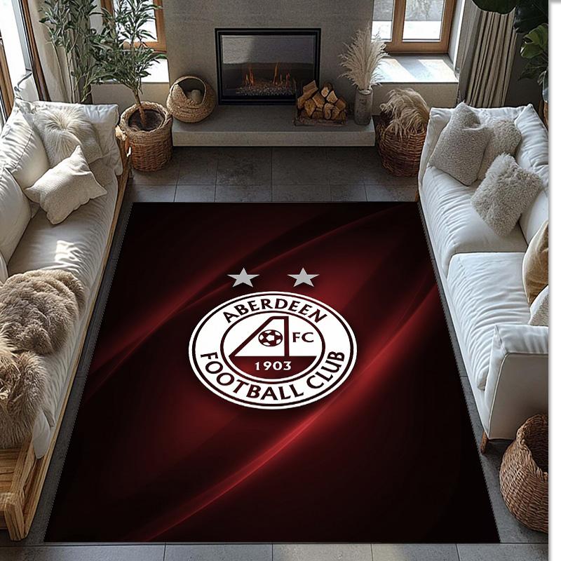 Aberdeen FC Soccer Football Pattern Soft Area Rug Non Slip Indoor Floor Carpet Sports Decor Mat for Bedroom