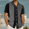 Men's Stripes 3D Printed Shirt Contrast Color Casual Hawaiian Beach Shirt Men's Simple Business Casual Fashion Top Men Clothing