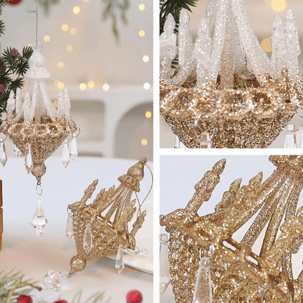 Acrylic Christmas Crystal Chandelier Pendant Realistic Glitter Xmas Tree Hanging Decorations Decorative Christmas Tree Ornaments