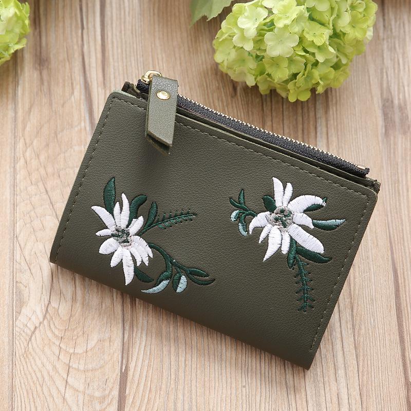 Mini Korean Style Embroidered Women's Zipper Wallet