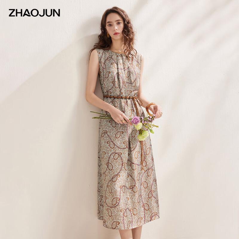 Zhaojun 2026 Summer Mulberry Silk Printed Sleeveless Dress L