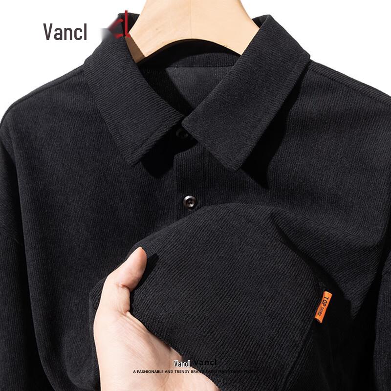 Мужская винтажная вельветовая рубашка с длинным рукавом VANCL 2XL чёрный
