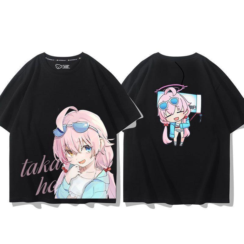 Anime Cosplay Blue Archive Azusa Fashion T-shirt Summer Shirt Fans Short Sleeves Man Girl Clothes Tees Gift Pure Cotton Tops