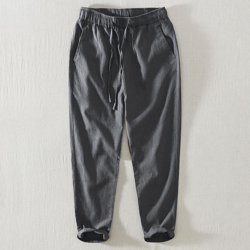 

Men s Straight Loose Pants Cotton and Linen Cropped Pants, Thin Drawstring Elastic Waist Casual Pants XXXXL