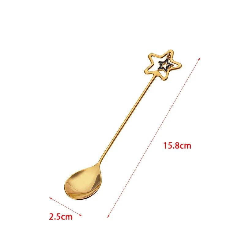 Cuillère à café en acier inoxydable 304 Cuillère à glace pastèque Cuillères à thé Cuillère à dessert Fourchette Avec joli pendentif Vaisselle créative