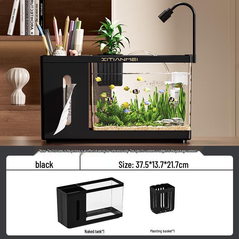 Multifunctional Ecological Aquarium: Creative Desktop Fish Tank Tissue Box for Living Room Landscaping