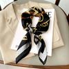 Spring and Summer New European and American Chain Imitation Silk Square Scarf for Women Fashion Simple Decorative Scarf Headband Small Scarf Tied Bag