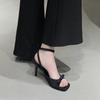 Fashion Black High Heels Ladies Summer 2025 Bow Stiletto Premium French High Heel Sandals