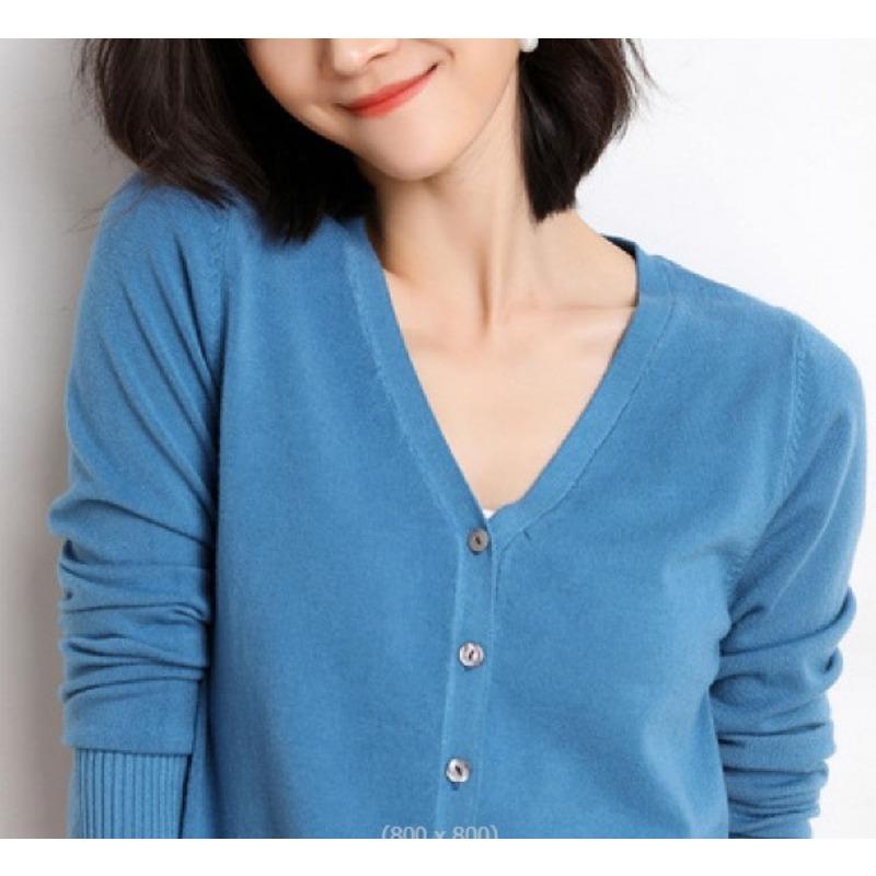 

Новый весенне-осенний свитер, вязаный кардиган с длинными рукавами, женская одежда, свободный верх, модный, литературный и художественный стиль, маленький жакет One Size синий