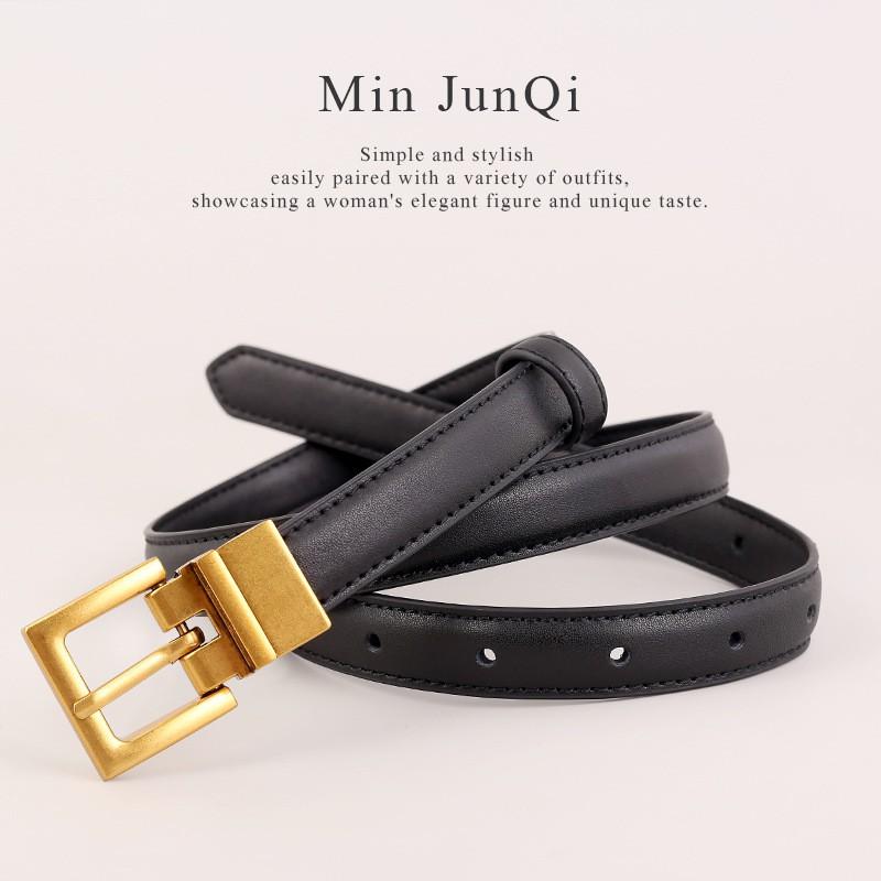 Womens Genuine Leather Belt Retro Minimalist Versatile Waistband Jeans Thin Fashion Accessory