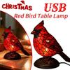 Resin Red Bird Table Lamp Handmade Stained Glass Lamp Bird Decor Light  Bedside Table