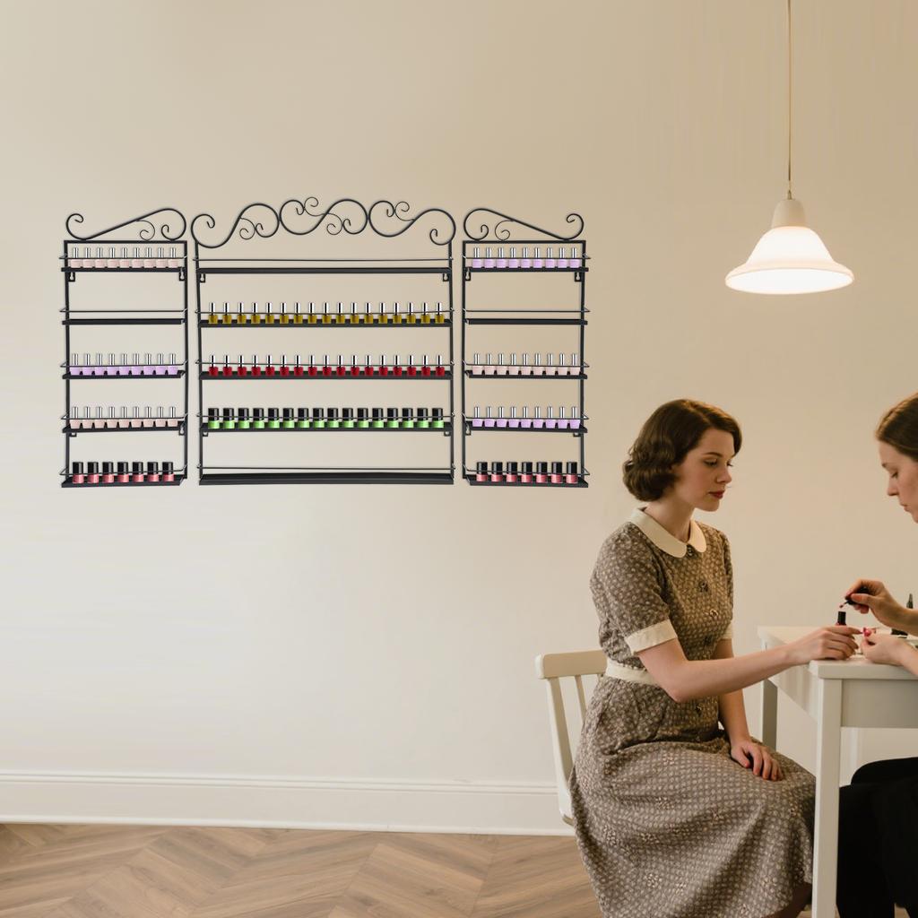 Wall Mounted Nail Polish Organizer,5-Tier Display Shelf,3-Piece Nail Polish Storage Rack Set, Vertical Wall Hanging Organizer