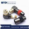 Gunmetal 90-Degree RCA Connector with Red/Black Rings, Gold-Plated L-Shape Female Elbow for RCA Welding Plug