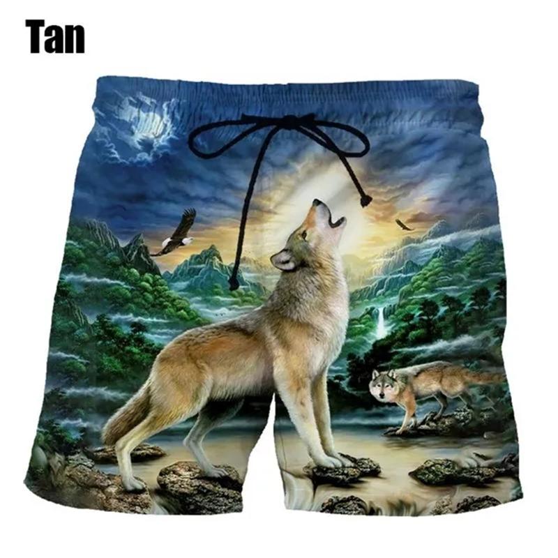 New Wolf 3D Digital Print Man Swim Shorts Casual Loose Men's Shorts Customized Design Comfortable Breathable Summer Wear Clothes