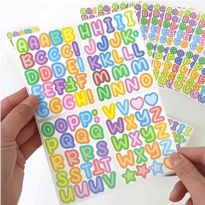 2 coli Autocolante colorate cu litere Engleză Desene animate pentru copii DIY Cupă Cutie de prânz Marcare nume Loc Autocolante impermeabile en-gros